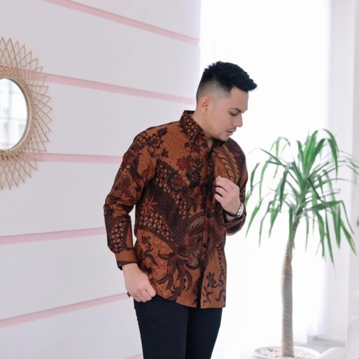 READY Bagus Batik Pria Panjang Furing Katun Baturaden Motif Tulis Merak XXXL
