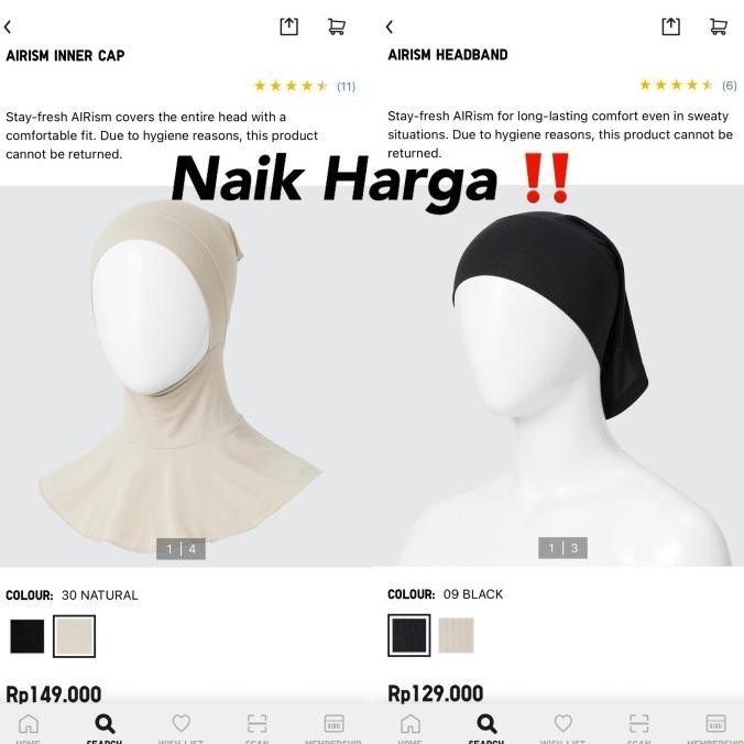 Uniqlo Airism Hana Tajima Headband / Hijab / Ciput Ninja Inner Hijap