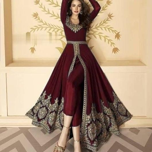 Setelan Baju India Xl Miss Katrina Maroon Baju Muslim Pesta Pri At