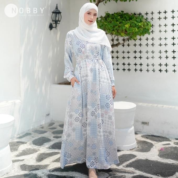 Gamis Wanita Syakila Blue By Nobby Terbaru 2023