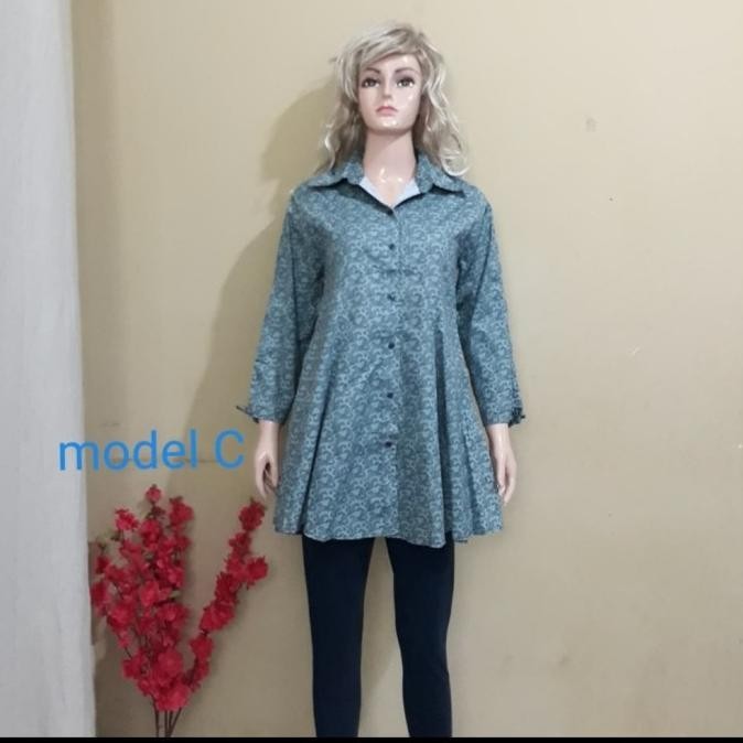 Baju Atasan Blus Tunik Stretch Muslim Wanita Import
