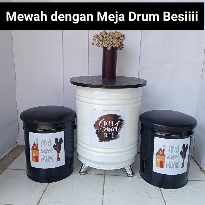 Mewah Kursi Tong Meja Drum Besi Kursi Teras Kursi Cafe 2 Kursi 1 Meja Sharadivaskayana