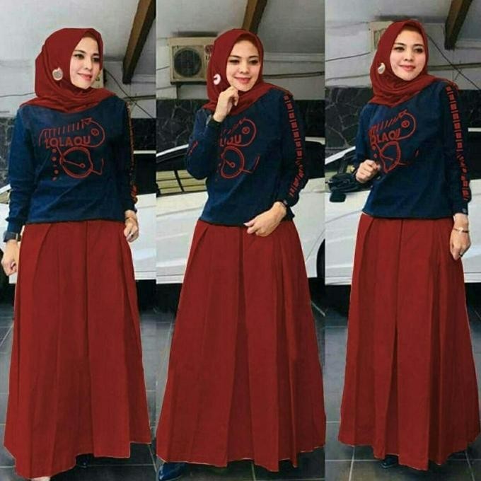 Set Rok Wanita Muslim Naomi/Set Wanita Rok Muslim Fashion/Setelan Rok