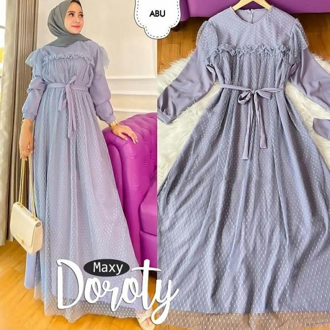 Gamis Wanita Tile Dot Doroty Bahan Moscrepe Premium Quality