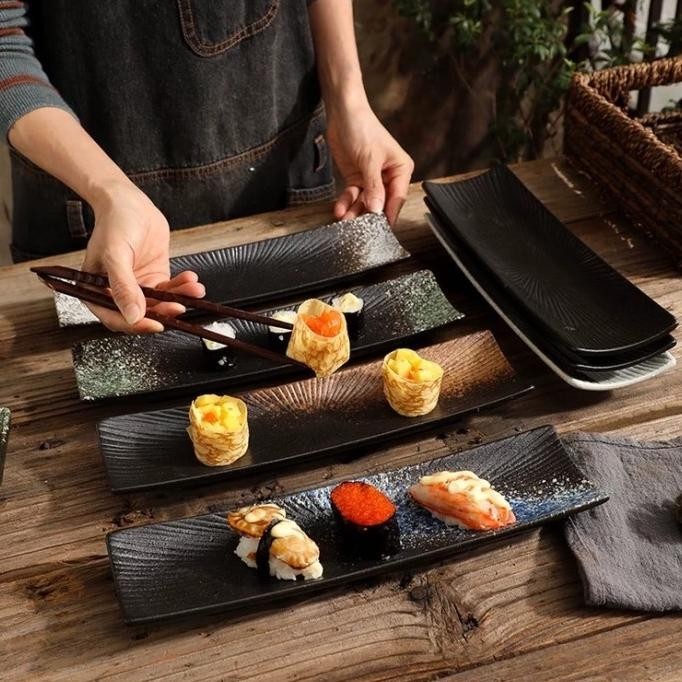 JAPAN Sushi Roll Long plate piring keramik panjang sushi jepang
