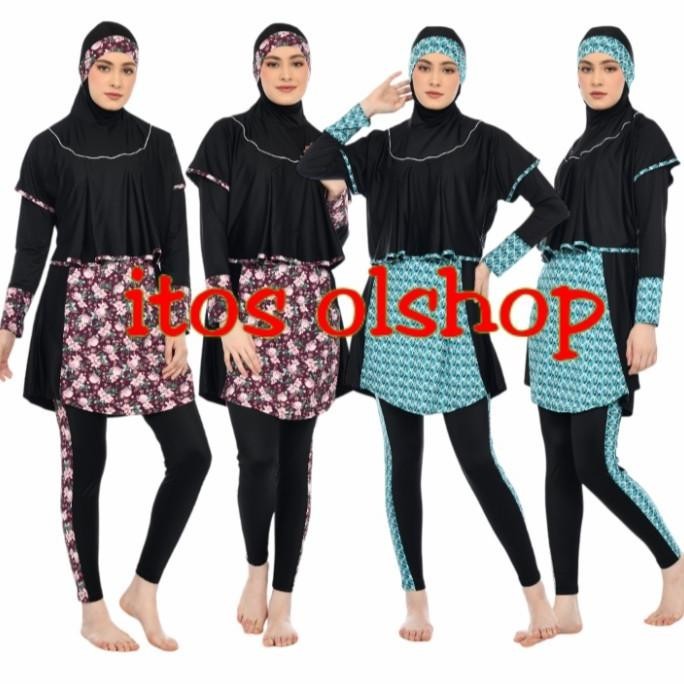 Baju Renang Muslimah Hijab Syari Dewasa Motif