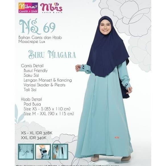 Baju + Hijab Syar'I Ns 69 Plum & Biru Niagara Nibras Sarimbit Keluarga
