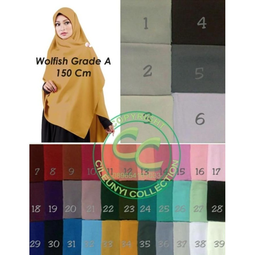 Hijab Instan Segiempat Segi Empat Syar I Jumbo Wolfis 150 X 150 Cm Re