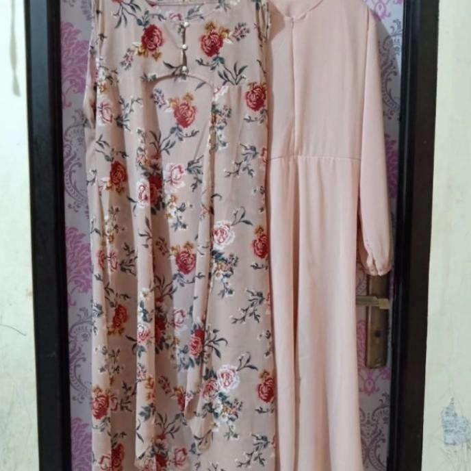 Gamis Rompi Lepas 2In1 Inner Dan Outer Terpisah Maxi Dress Full Ceruty