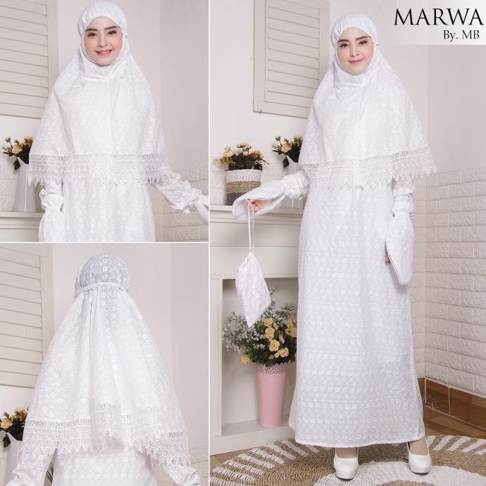 Baju Gamis Putih Satu Set / Komplit Umroh Dan Haji Wanita