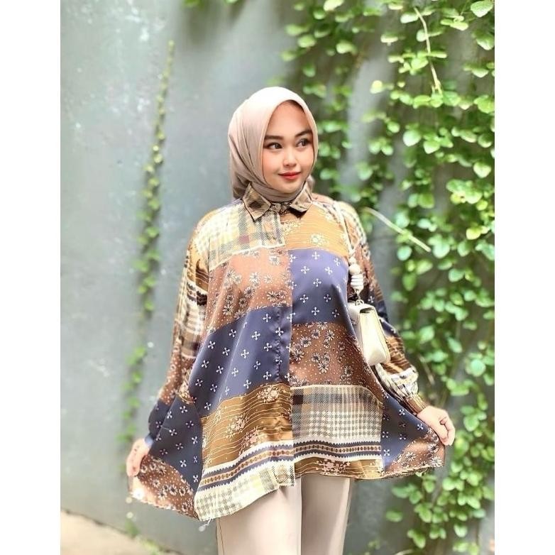 Big Sale Zize Tunik Motif Bunga Silk Premium Original