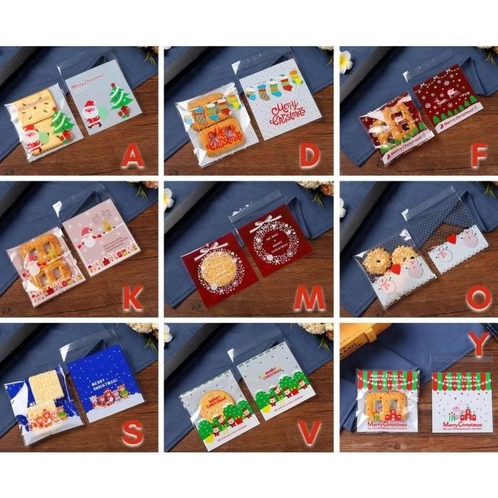 

[Yh] 10X10 Plastik Seal Opp Kue Cookies Snack Lebaran / Natal Fancy 071