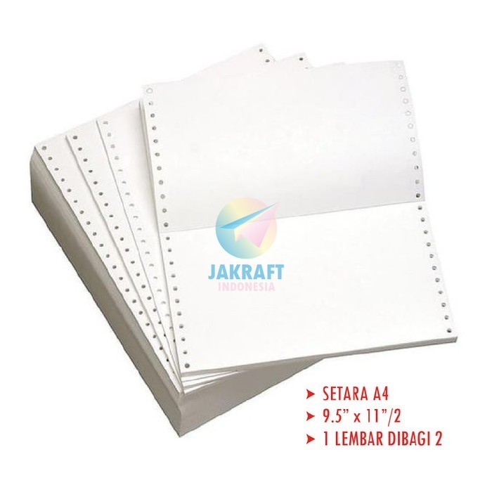 

Kertas Continuous Form A5 (A4) 9.5 X 11.2 1 Ply / 2 Bagi 2 K1/2