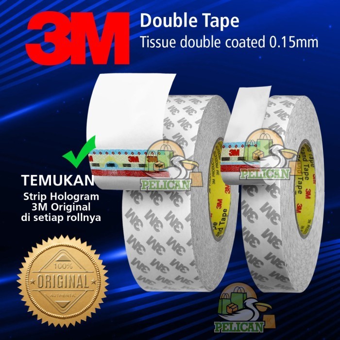 

3M Double Tape 25Mm 50Mm X 50 M, 9080A Tisu Tissue Tissu Tipis