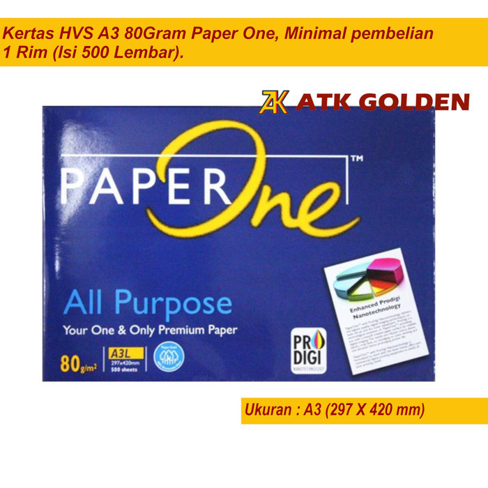 

Kertas Hvs Paper One A3 80Gr