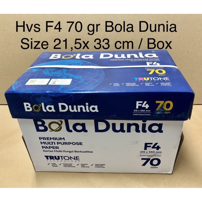 

Kertas Hvs Putih F4 70 Gr Bola Dunia ( Box )