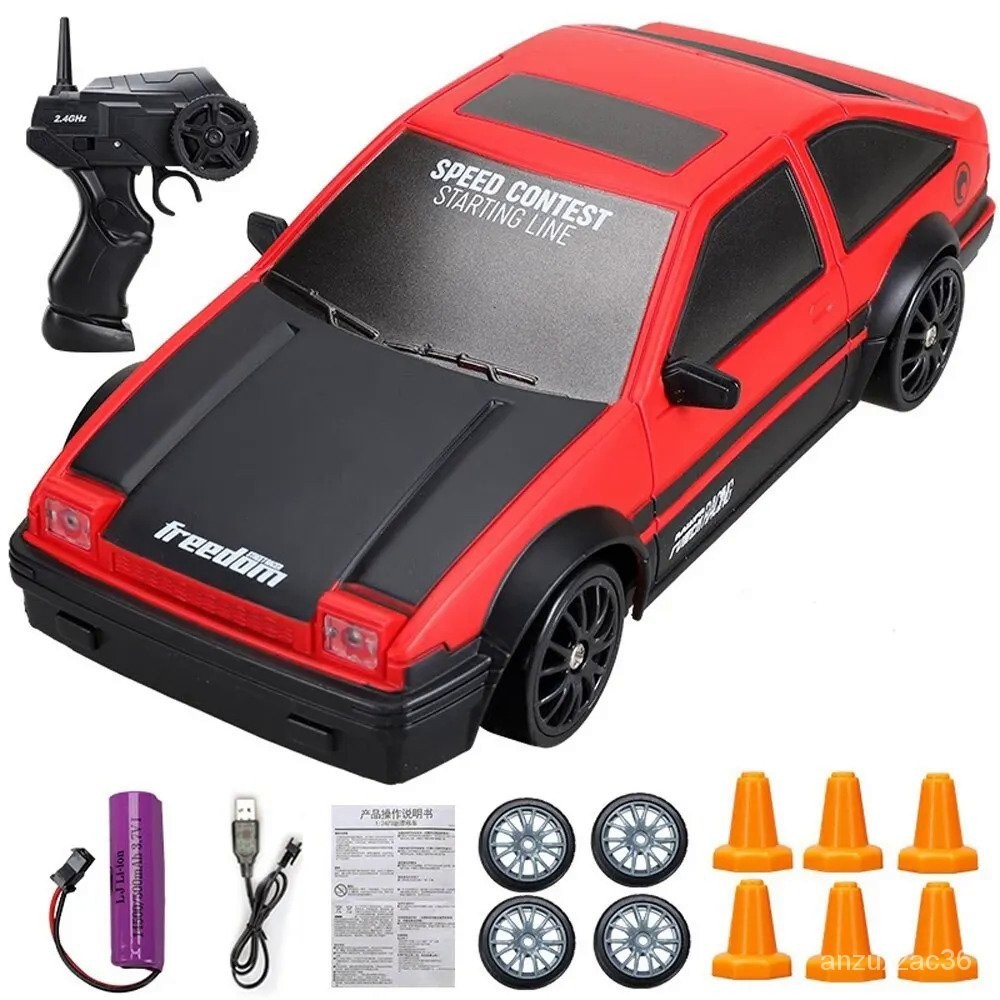 Mobil Mainan Drift Rc 4WD Anak-anak, Mobil Mainan Drift RC 4WD Kecepatan Tinggi 2.4G Model AE86 untuk Hadiah Anak-anak