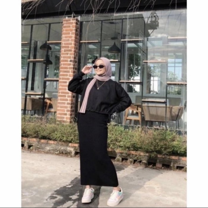 Gamis Tanpa Lengan Inner Span Long Dress Jersey Hiram - Putih HotR33A