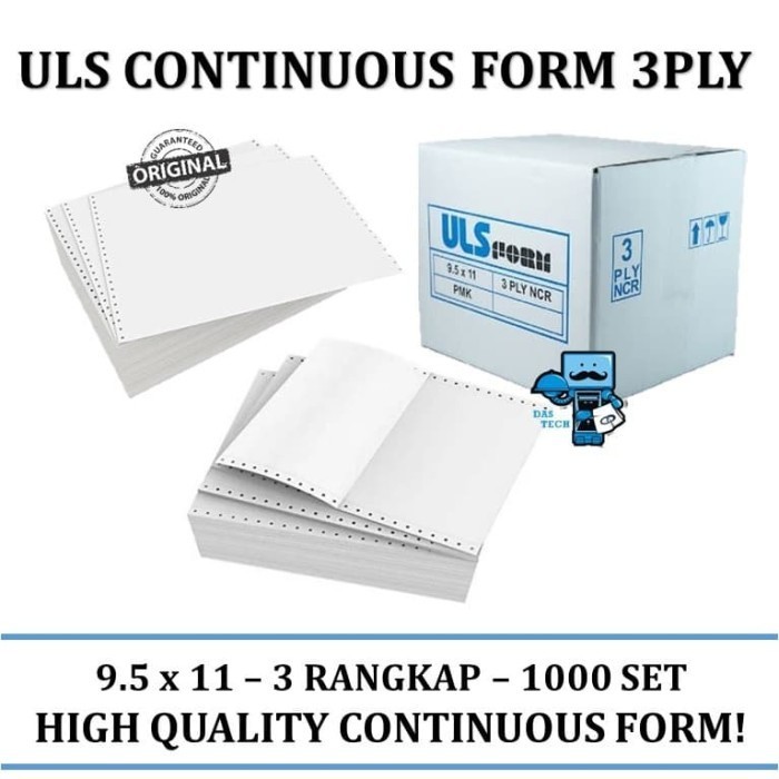 

Continuous Form Uls 9.5X11 3 Ply / 3Ply / 3 Rangkap Ncr - High Quality