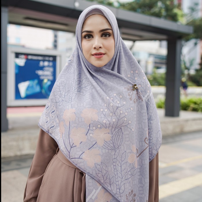 Hijab Wanita - ALSA Scarf Printed High Voal Hijab Segi Empat Luxury -14A