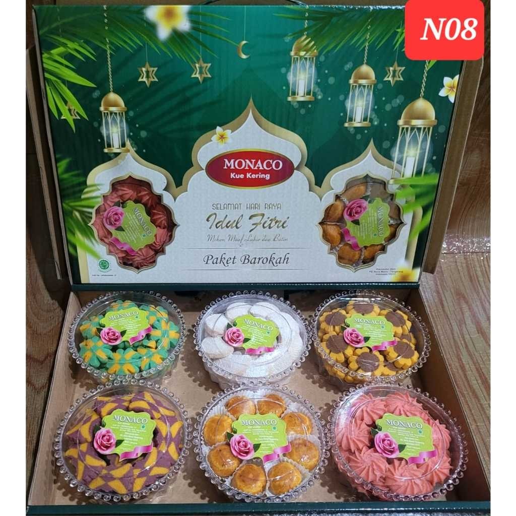 

MJS Apazada - Kue Kering Lebaran Monaco Barokah Halal / Hampers Kue Lebaran Paket 6 Toples Murah