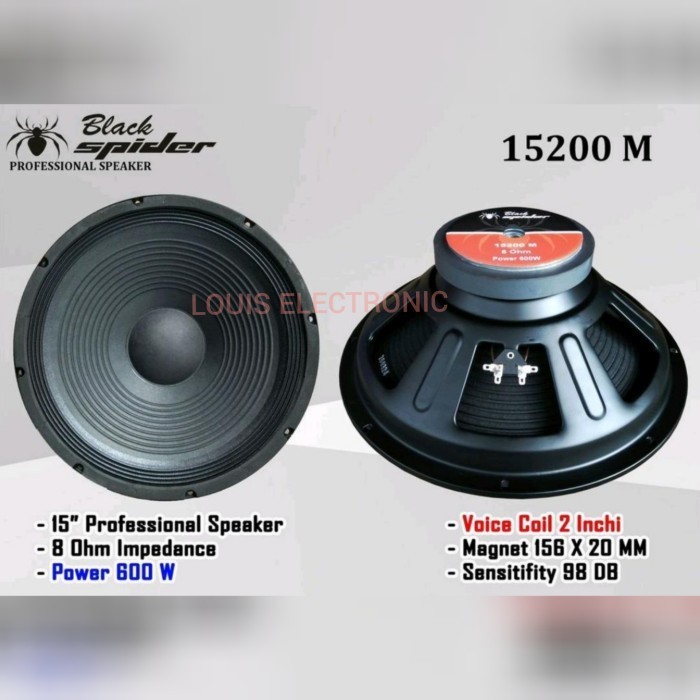 Speaker Woofer Black Spider 15200 M 15 Inch ORI Komponen Black Spider