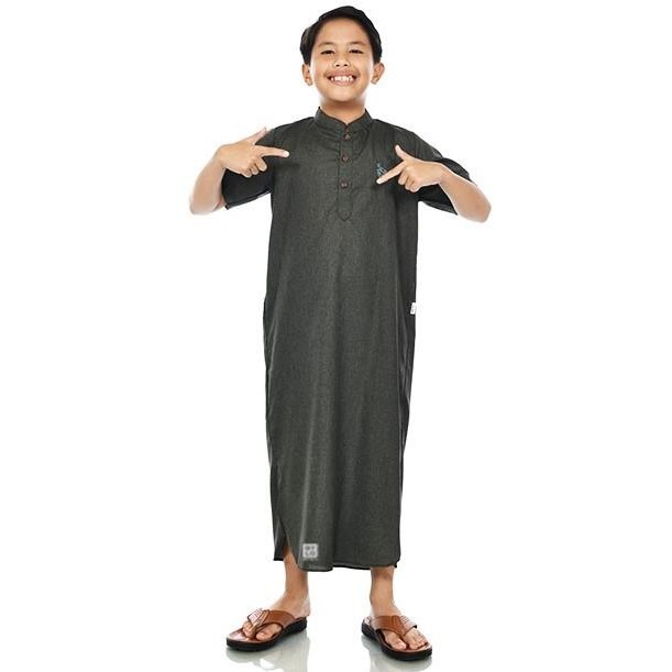 Gayalo - Jubah Gamis Anak Laki-Laki Katun Madinah Dark Grey