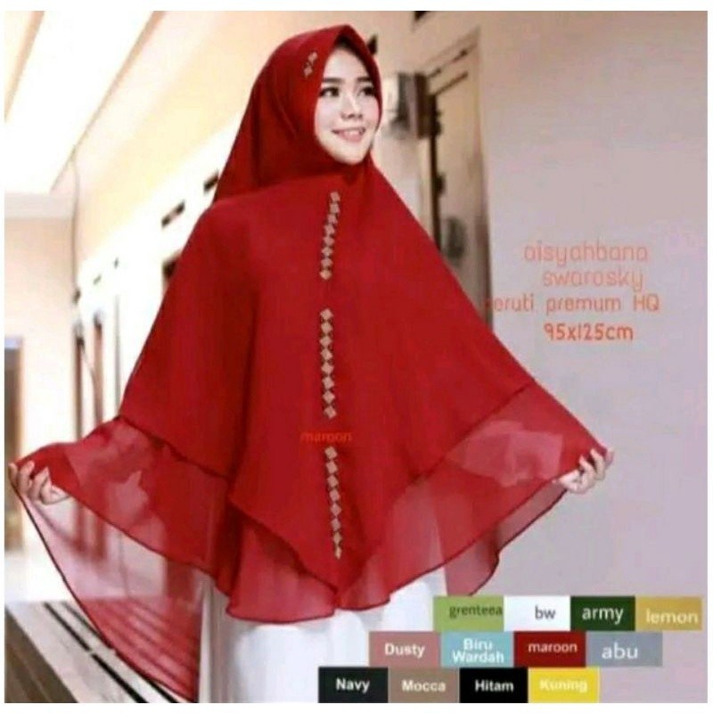 S45 (COD) JUMBO 2 LAYER AISYAHBANA SWAROVSKI CERUTY KHIMAR SYAR'I JUMBO PED HIJAB INSTAN TERMURAH