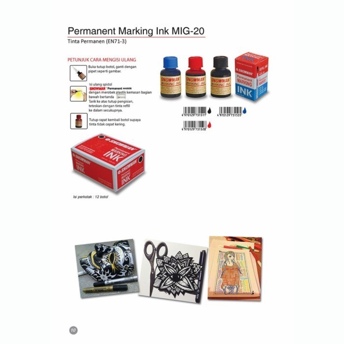 

Tinta Spidol Permanen Hitam / Refil Spidol Permanen / Snowman MIG 20