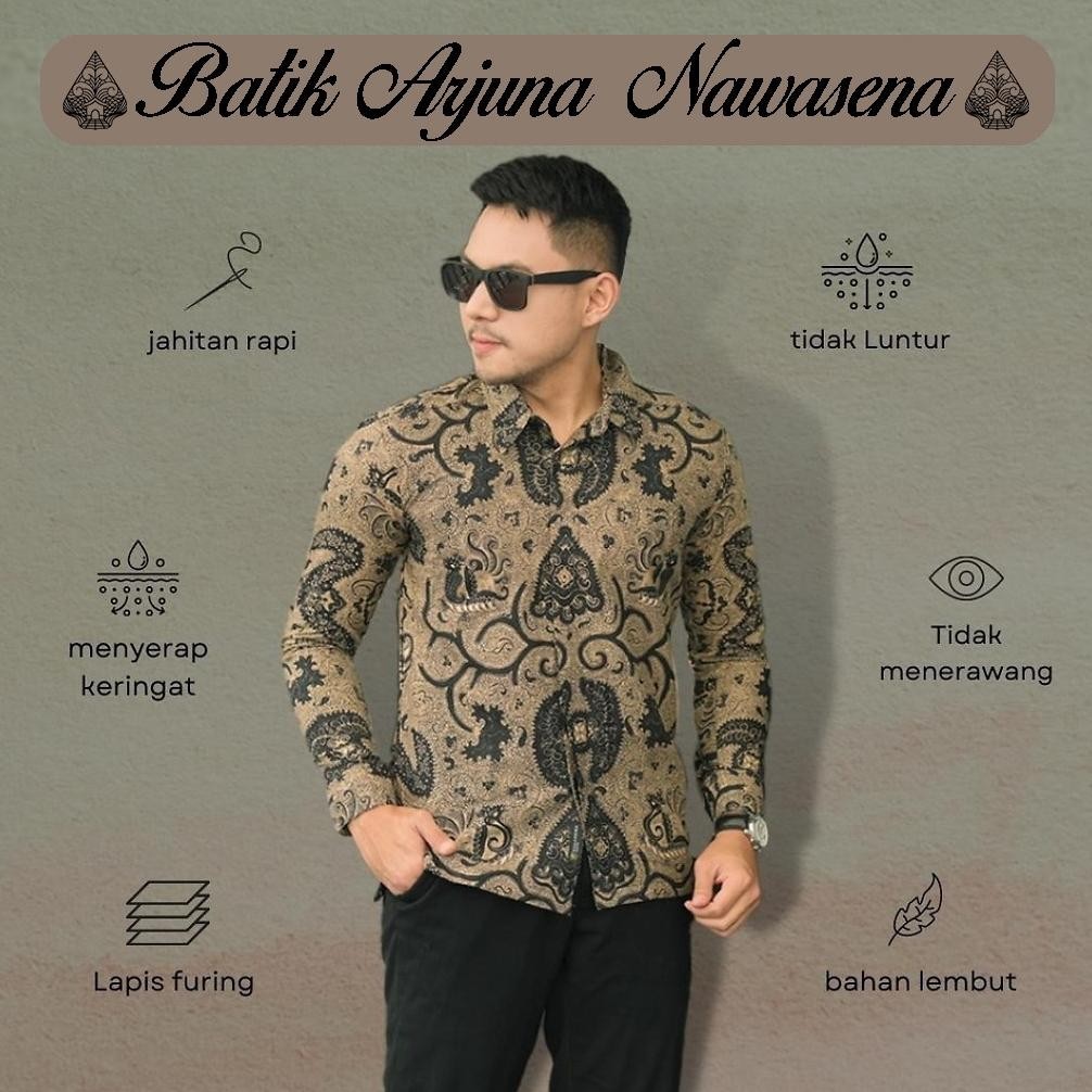 (Cod) Promo Batik Pria Kemeja Lengan Panjang Atasan Slimfit Original Full Furing Modern Premium Baju