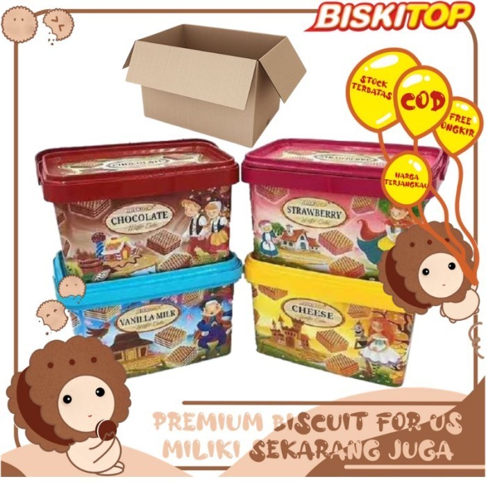 

Limited! BISKITOP - Dus WAFER CUBE 180G Wafer Biskuit Lebaran Coklat Vanila - DUS kejuu New