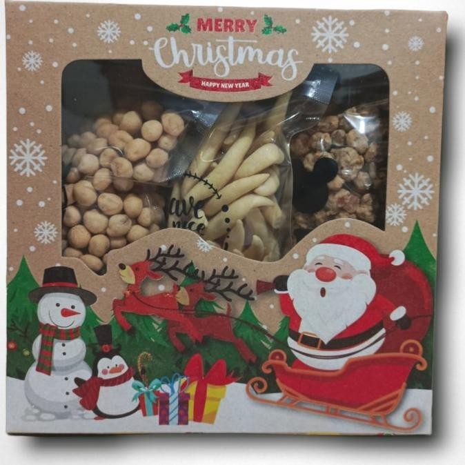 

Hampers Kue kering Natal paket Kacang Atom, Kacang Medan gabus Keju