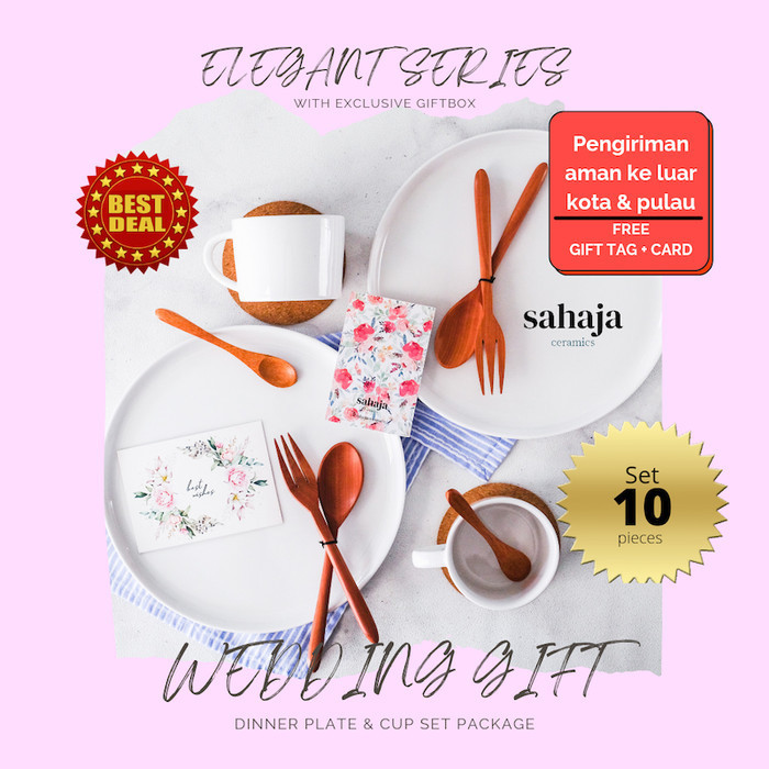 Paket Kado Pernikahan Hampers Wedding Gift Mangkok Piring Keramik Set