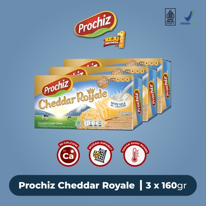 

Keju Prochiz Cheddar Royale 160 Gr Triple Pa