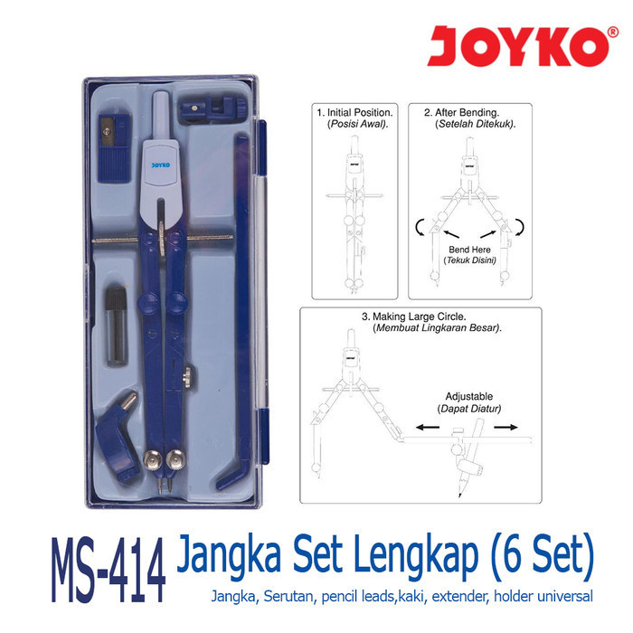 

Jangka Math Set Joyko Ms-414 Study Thumbscrew Compass Universal Holder