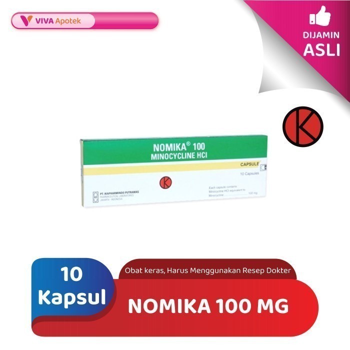 Nomika 100 mg / Minocycline HCl / Infeksi Acne Berat (10 Kapsul)