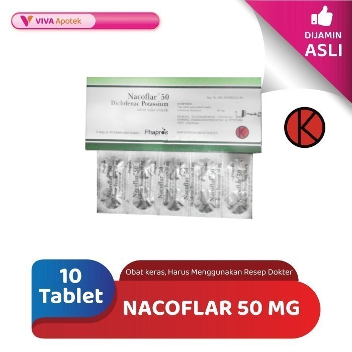 Nacoflar 50 mg / Natrium Diklofenak / Nyeri / Peradangan (10 Tablet)