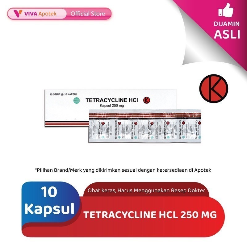 Tetracycline HCl 250 mg / Infeksi Bakteri / Antibiotik (10 Kapsul)