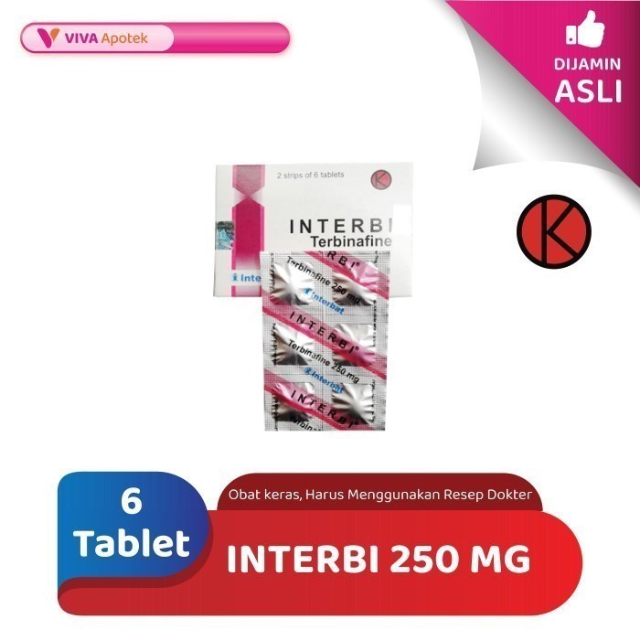 Interbi 250 mg / Terbinafine HCl / Infeksi Jamur Kulit (6 Tablet)