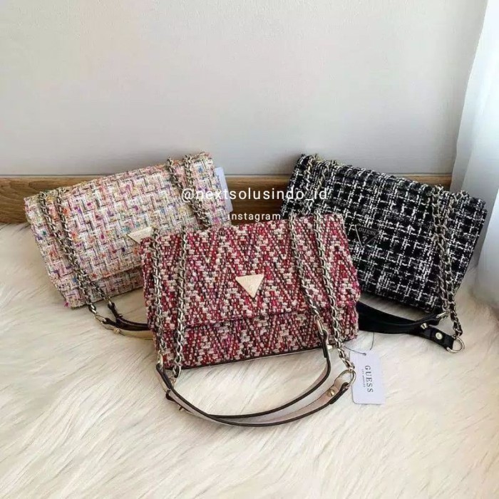 Tas Guess Cessily Tweed Crossbody Original