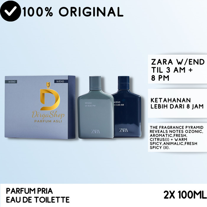 Parfum Original Zara W/End 8Pm + W/End 3Am Edt Men Bpom Se