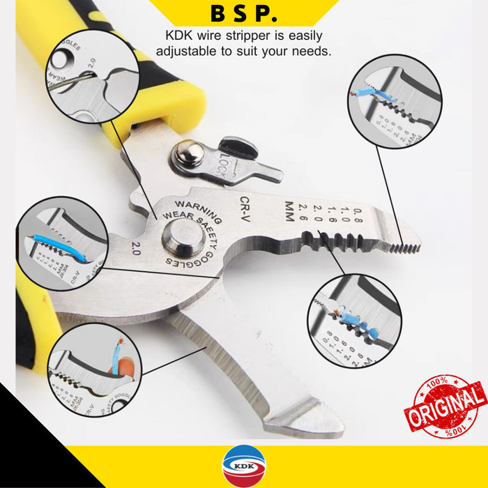 TANG POTONG KUPAS KABEL KDK MULTIFUNGSI 7" tumpul