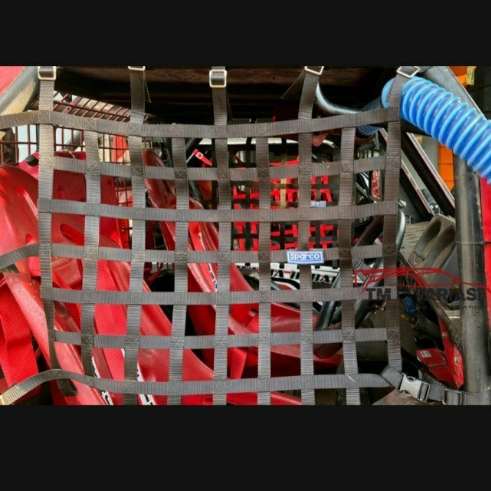 Window Cargo Net Khusus Offroad Jaring Pengaman Kaca Jendela Hitam