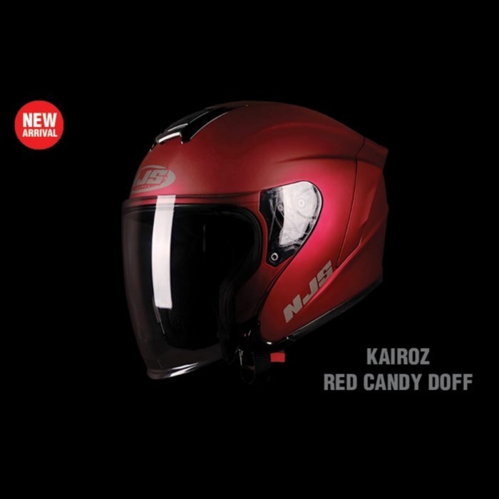 promo NJS Kairoz Red Candy Doff Solid Helm Half Face Merah Doff Original