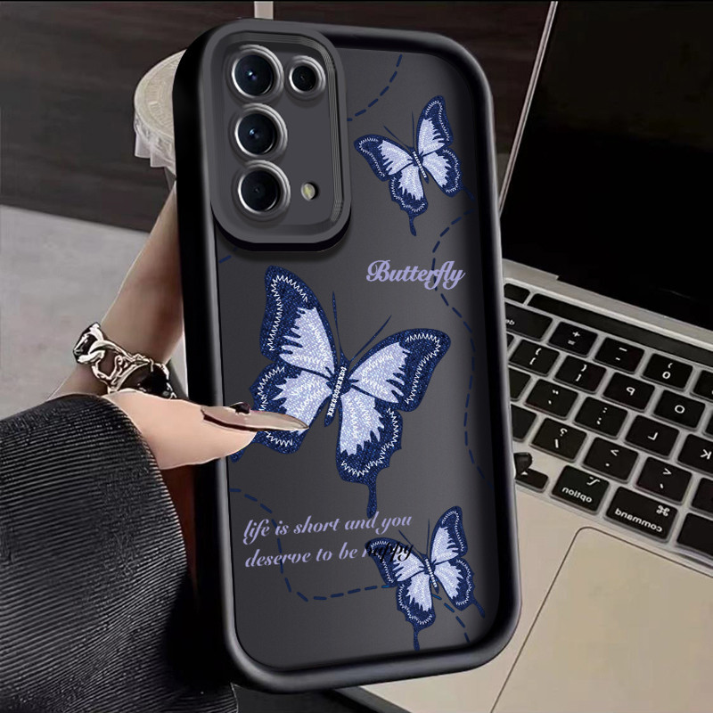 Casing Hp OPPO Reno 5 OPPO Reno 5K Case pola kupu-kupu ungu Casing ponsel HP keren lembut Anti Softc