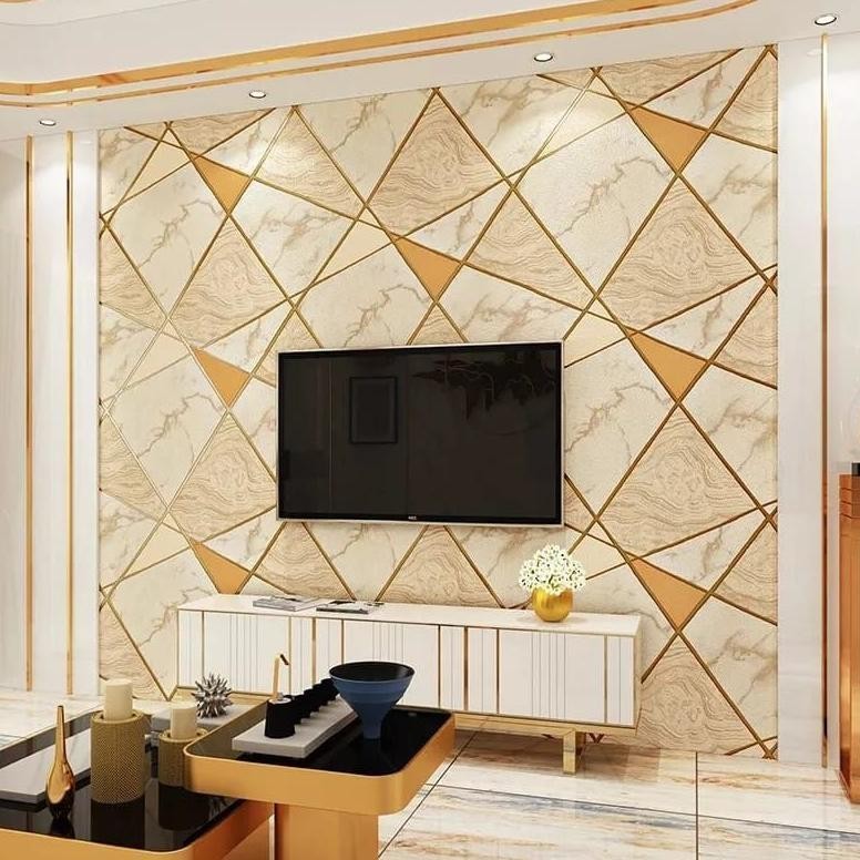 "Flash Diskon" Wallpaper Dinding Ruang Tamu 3D Minimalis Wallpaper Dinding Kamar Tidur Motif Keramik Aestetik ||