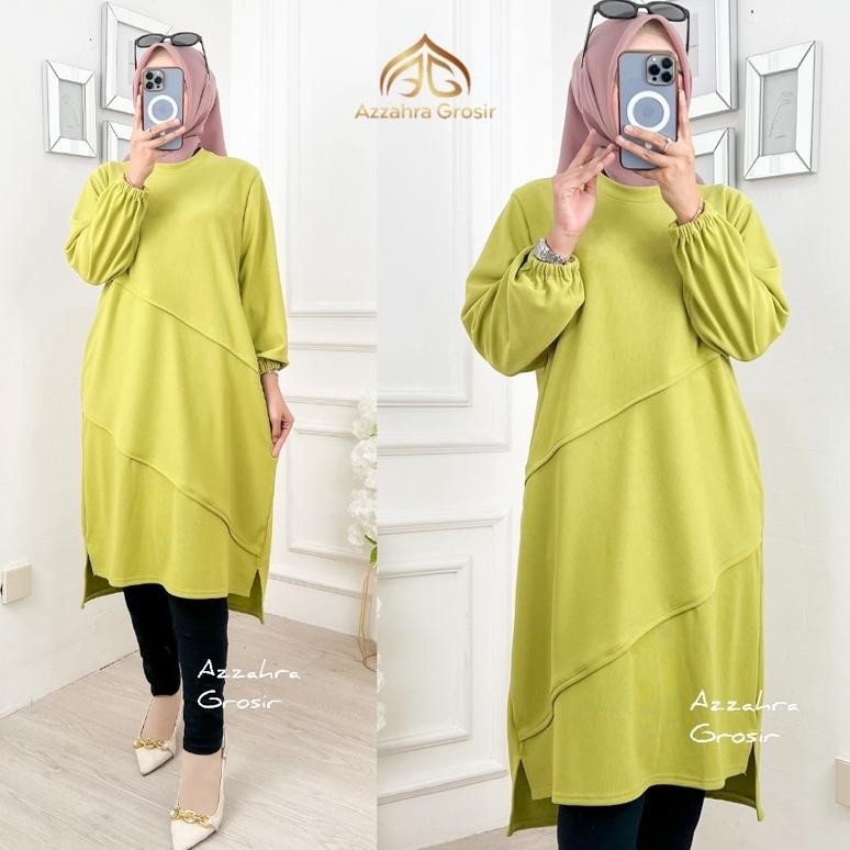 Terlaris Am - Khaya Tunik Wanita Knit Rib Hanover Dress Muslim / 596-7748 Diskom