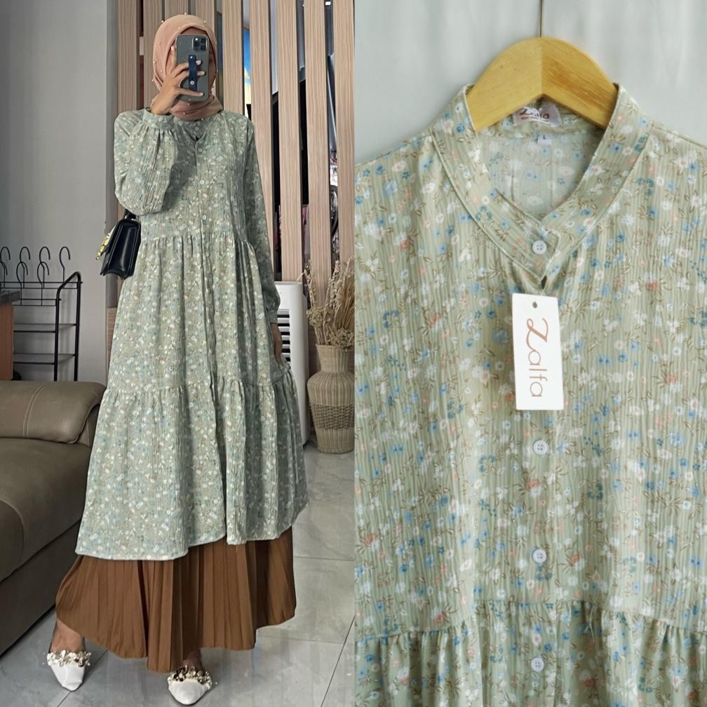 Diskon Besar Farisha Long Tunik By Zalfa Outfit / Long Tunik Motif Bunga Diskom