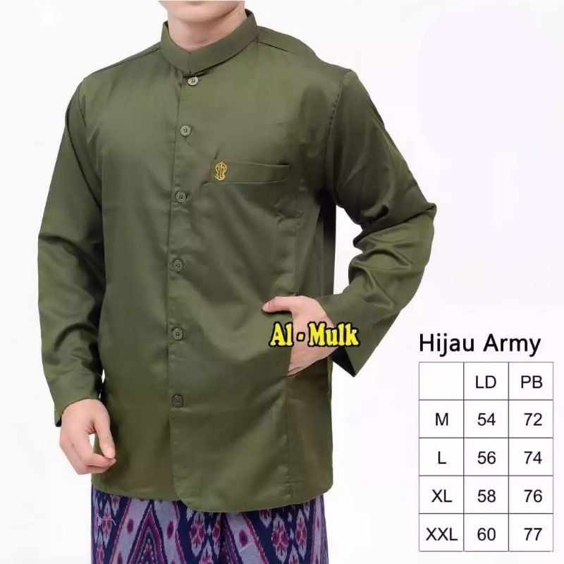 Baju Lebaran Couple Pasangan 2024 Kemeja Koko Ayah  Baju Koko Habaib Putih Polos Lengan Panjang Koko