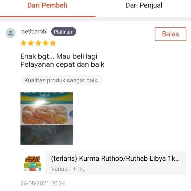 

(Terlaris) Kurma Ruthob/Ruthab Libya 1Kg (El Huda) Harga Grosir - Manis Best Quality Premium Promil Terbaik